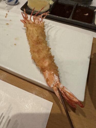 広島では珍しい串揚げ！海老が大きくて美味！　　　　串揚げ　良し