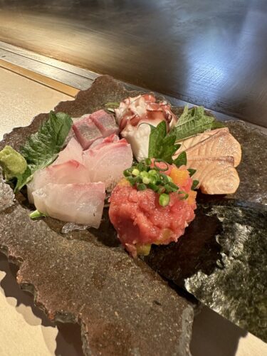 鉄板焼も美味しいですが刺身が抜群に！　　　　　五郎丸